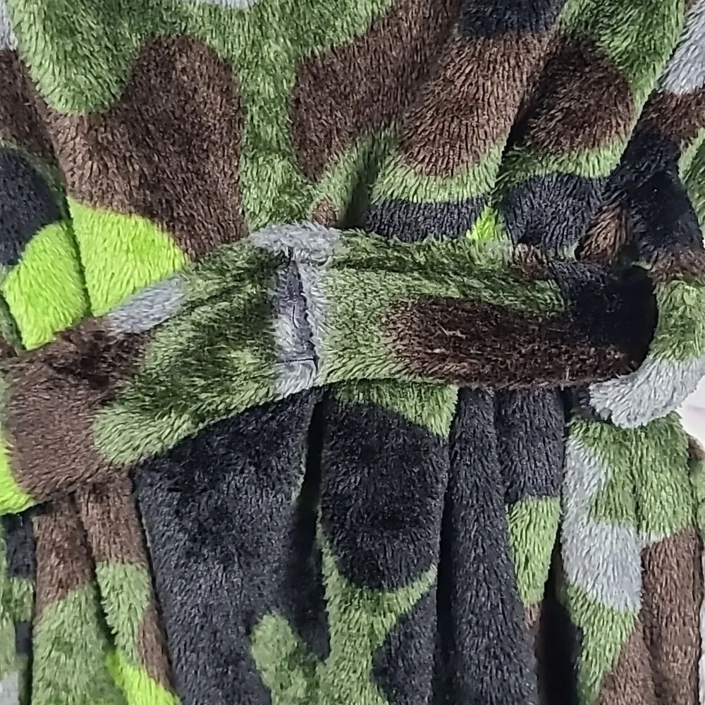 Camo Bathrobe Boys L 10/12 Faux Fur Fleece Sleepwear Robe Plush Camoflauge